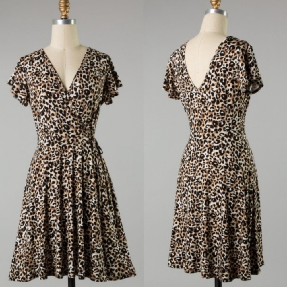 NEW Threadzwear Leopard Print Flowy Dress